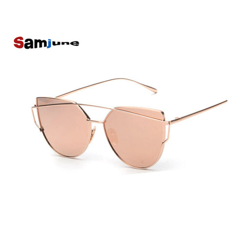 Samjune Cat Eye Sunglasses Women Vintage Fashion Metal Frame