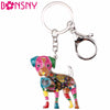 Image of Bonsny Enamel Jack Russell Dog Key Chain Key Ring Pom