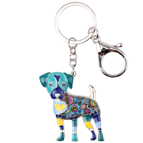 Bonsny Enamel Jack Russell Dog Key Chain Key Ring Pom