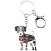 Image of Bonsny Enamel Jack Russell Dog Key Chain Key Ring Pom