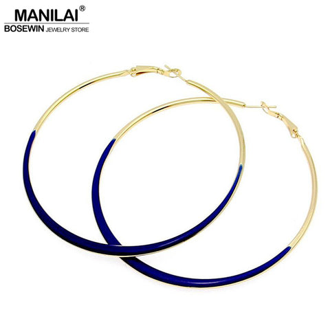 MANILAI Fashion Jewelry 75mm Diameter oil-spot glaze Big Hoop