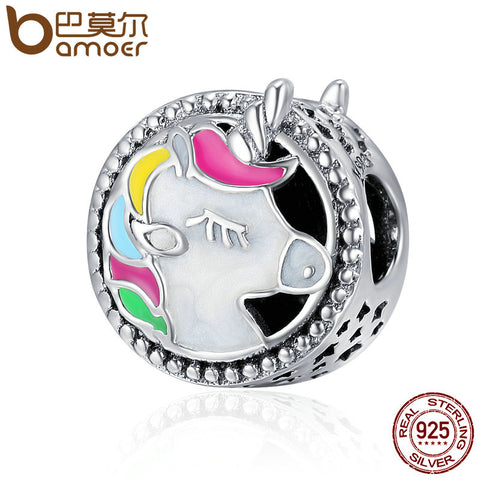 BAMOER Authentic 925 Sterling Silver Adorable Unicorn