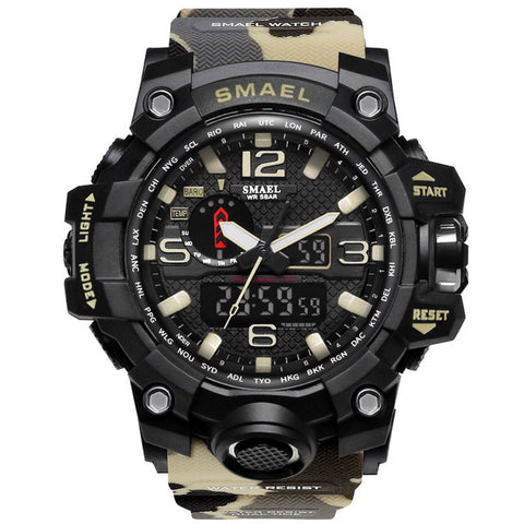 Men Military Watch 50m Waterproof Wristwatch LED