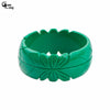 Image of GuanLong Romantic Floral Resin Carved Leaf Bangle Bracelet Jewelry 2018