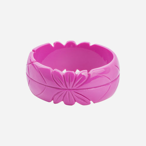 GuanLong Romantic Floral Resin Carved Leaf Bangle Bracelet Jewelry 2018