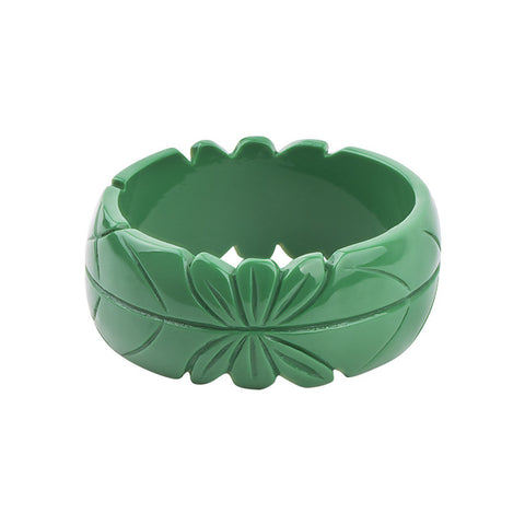 GuanLong Romantic Floral Resin Carved Leaf Bangle Bracelet Jewelry 2018