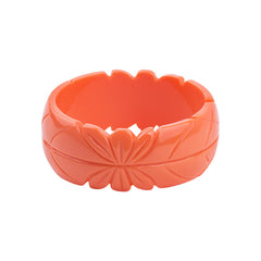 GuanLong Romantic Floral Resin Carved Leaf Bangle Bracelet Jewelry 2018