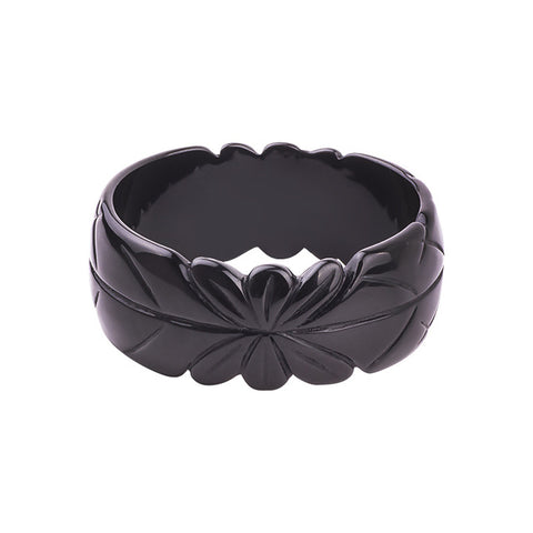 GuanLong Romantic Floral Resin Carved Leaf Bangle Bracelet Jewelry 2018