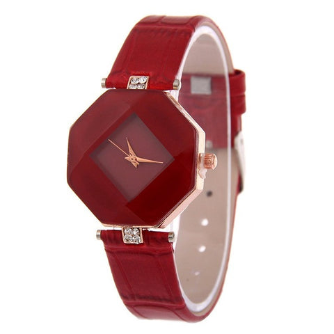 Luxury Women Watches Gem Cut Geometry