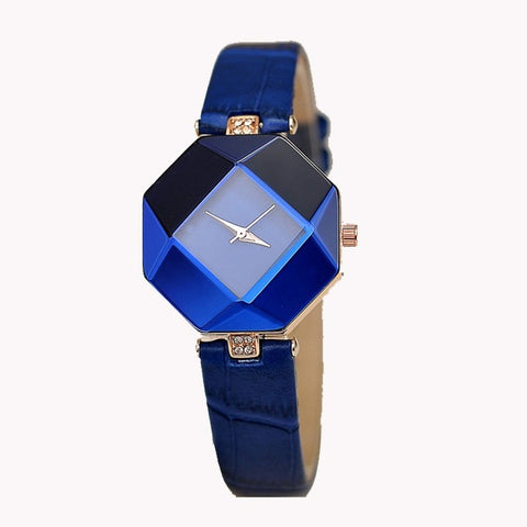 Luxury Women Watches Gem Cut Geometry