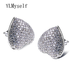 Cute and Romantic jewellery Love heart big stud earing with AAA CZ crystal jewelry