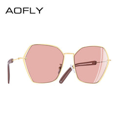 AOFLY BRAND DESIGN Sunglasses Women Metal Frame Hollow