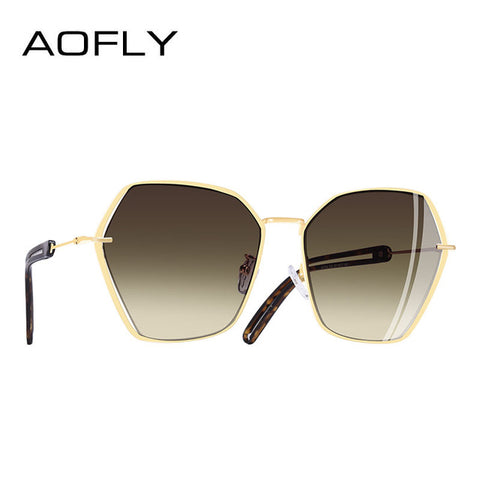 AOFLY BRAND DESIGN Sunglasses Women Metal Frame Hollow