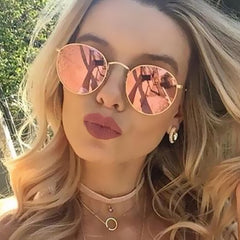 Round Sunglasses Women Classic Rose Gold Fashion Brand